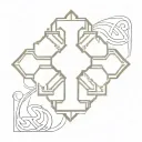 Hipster jerusalem cross wrapped tattoo design idea