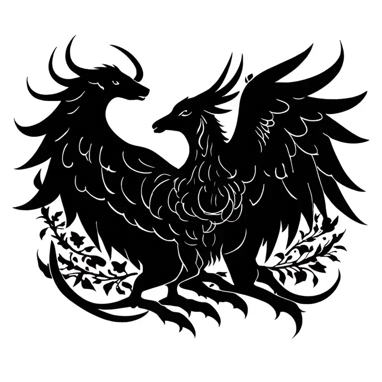 Taurus and Phoenix  tattoo design idea