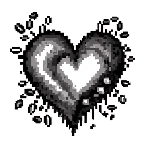 An abstract tattoo of a pixelated heart symbolizing your love for your son, intertwined with gothic motifs and coffee beans, creating a unique and personal design tattoo design idea