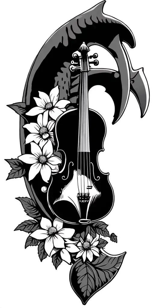 pomegranate, viking hammer, edelweiss, violin, viking axe, hammerhead shark tattoo design idea