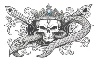 the cruel prince themed crown snake and sword tattoo design idea