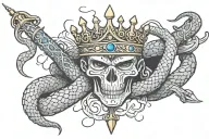 the cruel prince themed crown snake and sword tattoo design idea
