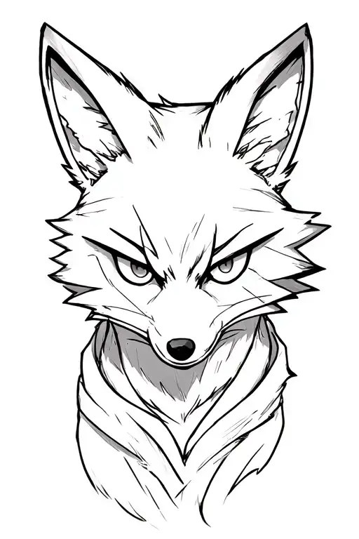 "which shouts the word" eyes "" contour tattoo in the style of the style of which depicts an assassin-native fox from Naruto with a sharingan instead of eyes tattoo design idea