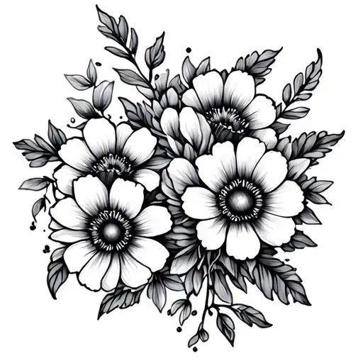 small dainty tattoo for mother adn daughter with flowers tattoo design idea