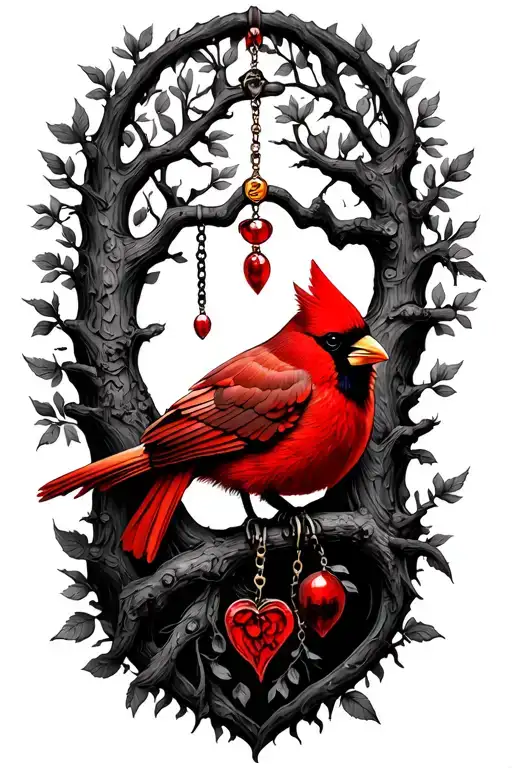 tree of life, cardinal, rosary beads, for my mom tattoo tattoo design idea