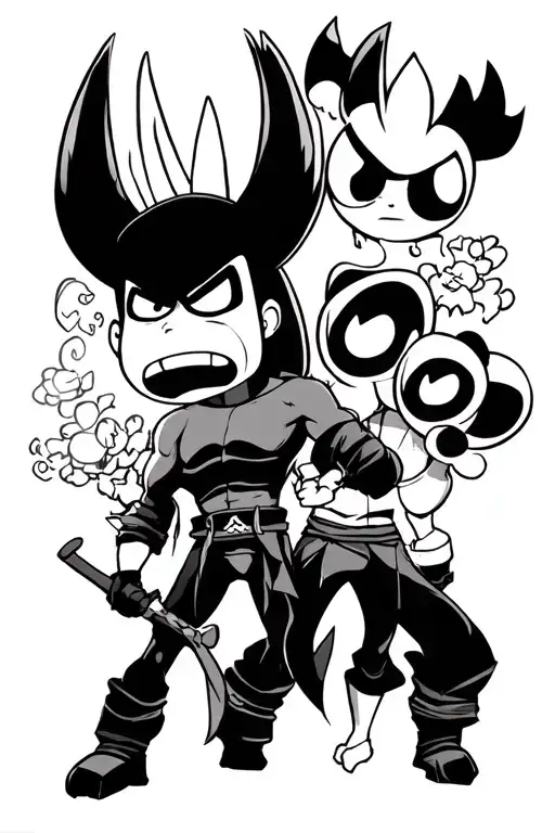 samurai Jack, Johnny bravo,courage the cowardly dog and Powerpuff girls  tattoo design idea