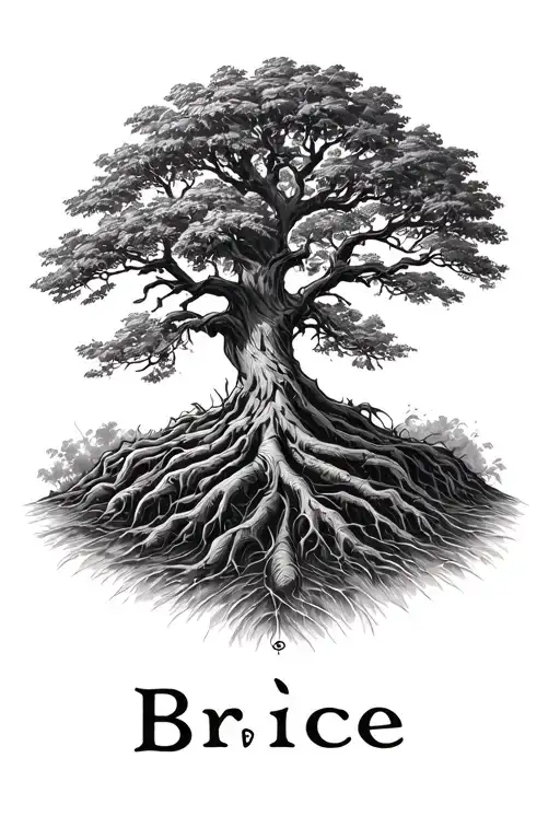 My last name Brice inner bicep incorporating a tree to show meaning towards origins try make tree apart of the word tattoo design idea