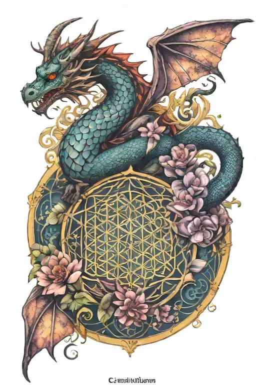 Flower Of Life, Sacred Geometry, Spiritual, Tattoo, dragon, aquarius  tattoo design idea