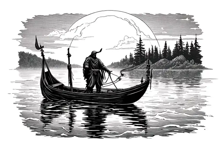 ferryman on the river styx tattoo design idea