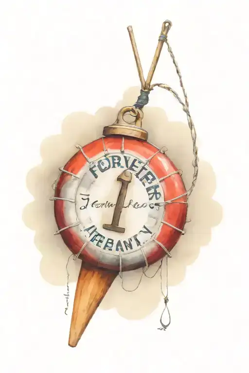 fishing buoy with james kenneth banks with the dates 7/5/1939-2/27/2017 and the words forever in my heart under the date tattoo design idea