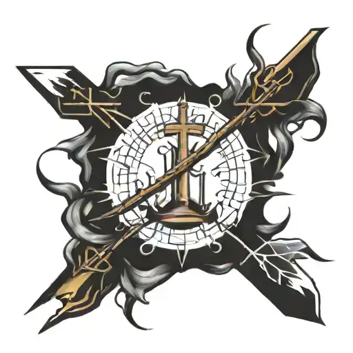 A tattoo design featuring the verse Isaiah 44:22 the three nails of crucifixion and crown of thorns,in a blackwork style tattoo design idea