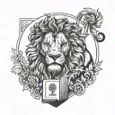 bible and lion tattoo design idea