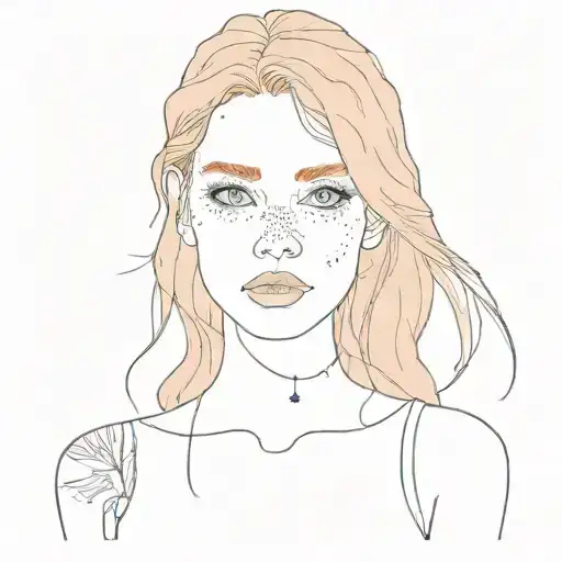 red-haired girl with blue eyes and freckles tattoo design idea