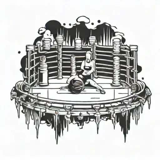 A wrestling ring surrounded by a border of insulin syringes tattoo design idea