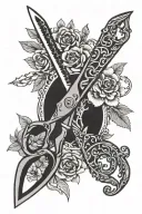 Scissors with a sharp tip and floral handle tattoo design idea