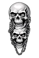 addiction evil angry skulls  and chains wrapped tattoo design idea