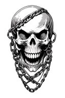 addiction evil angry skulls  and chains wrapped tattoo design idea