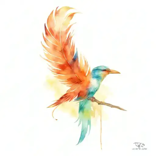 birds flying from a feather tattoo design idea
