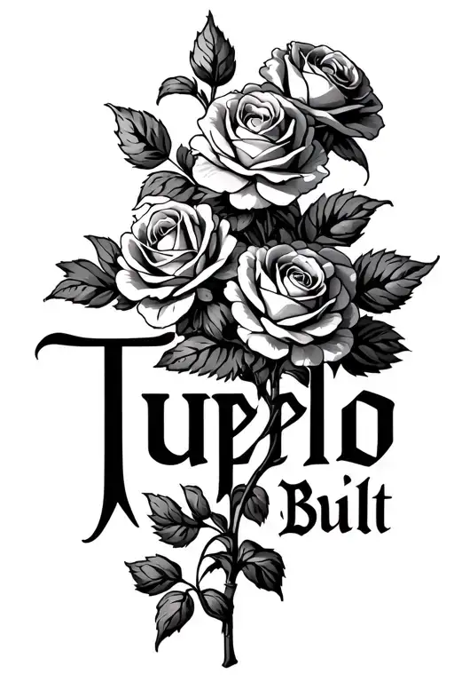 carnations and roses intertwined with the word Tupelo built in  tattoo design idea