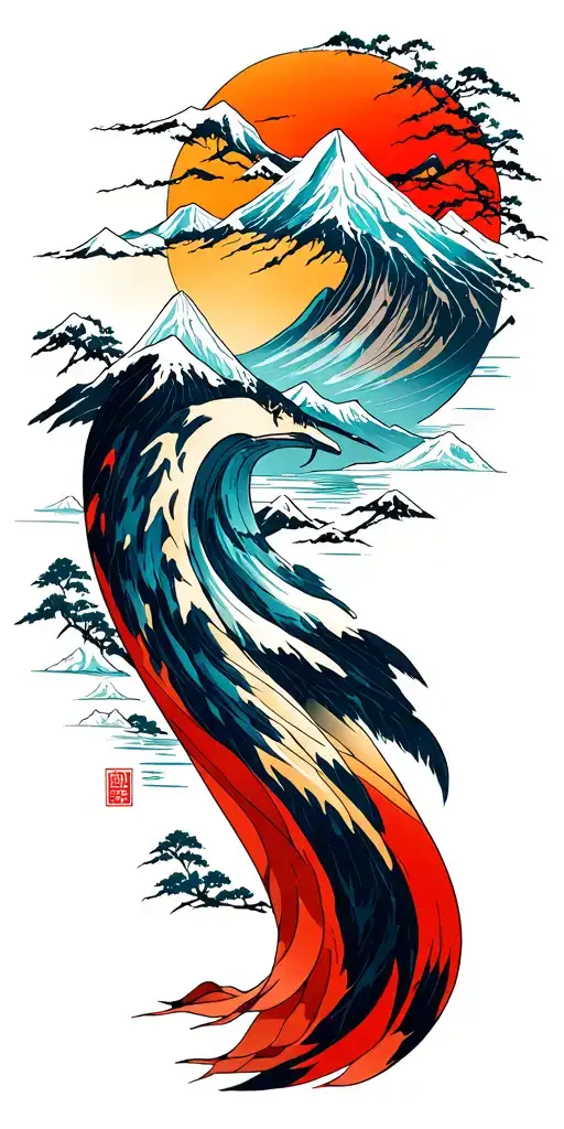 mountains and glaciers tattoo design idea