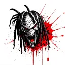 predator mask with dreads tattoo design idea