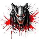 predator mask with dreads tattoo design idea