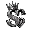 J with crown S with heart tattoo design idea