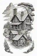 Log Cabin tattoo design idea