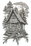 Log Cabin tattoo design idea