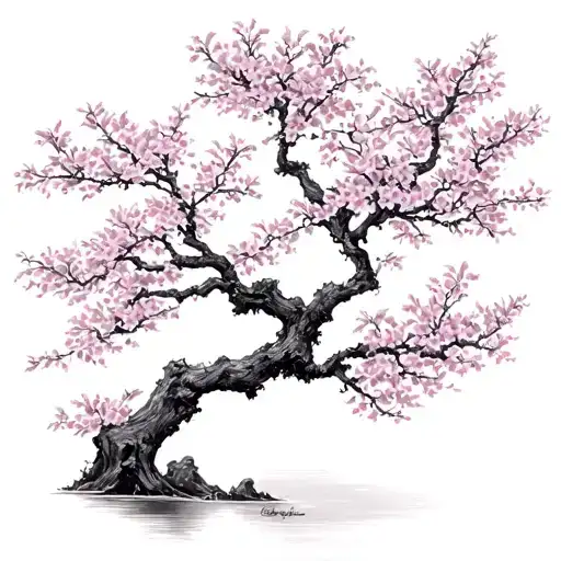 cherry blossom tree tattoo design idea