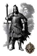 Roman centurion Warrior Protector  family sword in hand tattoo design idea