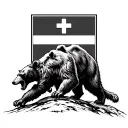 "Azor (Ave) fighting against" Azor vs Bear, Blovento NATO, Mountains of Slovakia with the Slovak Cross at the top, memory of Military Mission tattoo design idea
