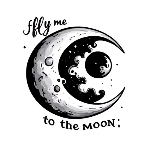 "fly me to the moon" moon tattoo design idea
