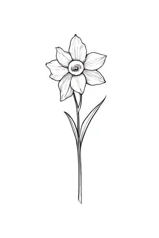 fine line narcissus flower tattoo design idea