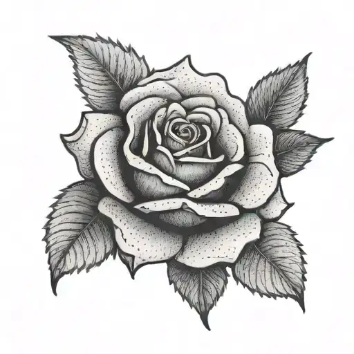 stipple rose tattoo design idea