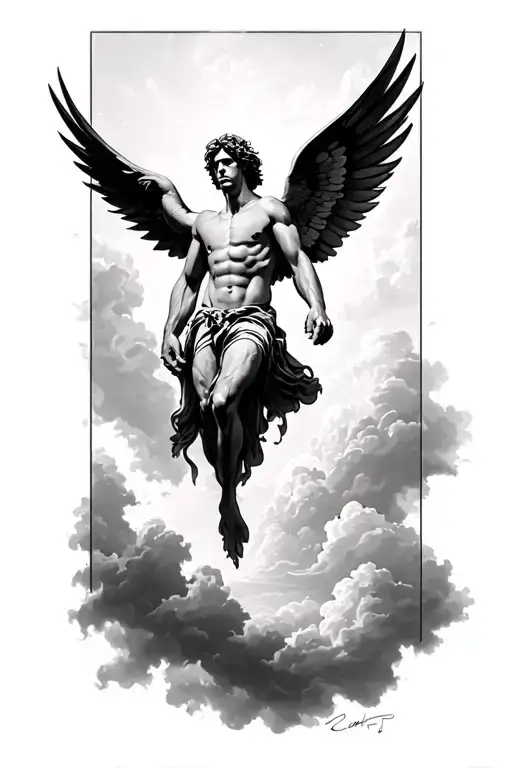 icarus falling from the sky tattoo design idea