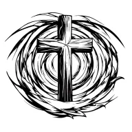 big cross, no shadowing, only pale black color, cool outline  tattoo design idea
