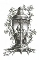 tombstone inside lantern tattoo design idea