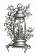 tombstone inside lantern tattoo design idea