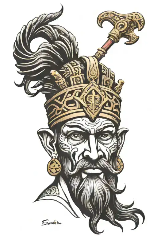 enki sumerian god tattoo design idea