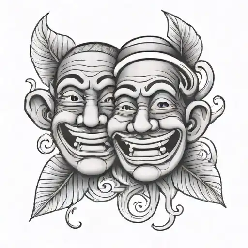Indonesian happy and sad face tattoo design idea