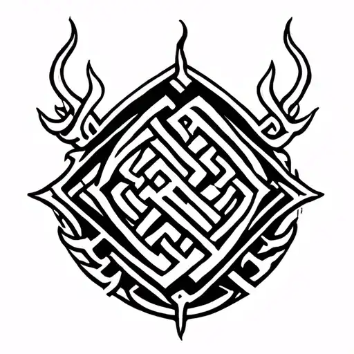 Tibetan endless knot roots surrounded tattoo design idea