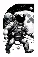 Astronaut floating near moon tattoo design idea