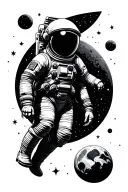 Astronaut floating near moon tattoo design idea