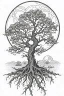poison tree growing with the bright moon in the back  tattoo design idea