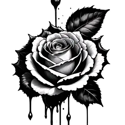 bloody rose upside down tattoo design idea