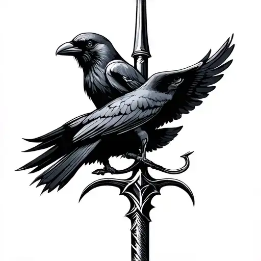 navy seal trident with crow perched tattoo design idea