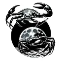 crab on beach with full moon merging together tattoo design idea