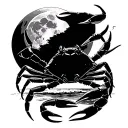 crab on beach with full moon merging together tattoo design idea
