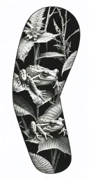 Dad puerto rico rain forest landscape with coqui frog tattoo design idea